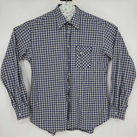 Billy Reid Shirt Mens XL Blue Plaid Casual Button Up Standard Cut Cotton - Picture 1 of 10